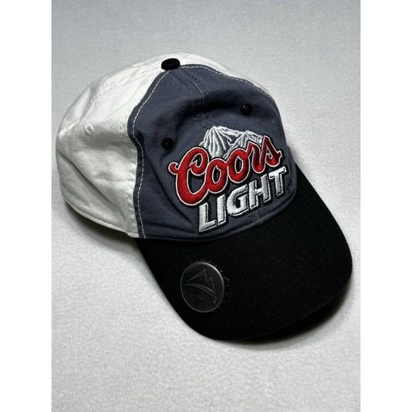 Coors Light Beer Hat Adult Black White Adjustable Strapback With Bottle Opener - Picture 1 of 14